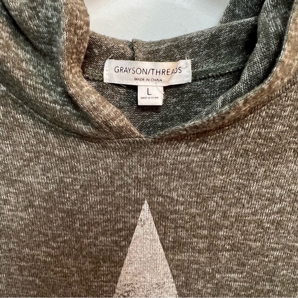 Grayson Threads Large Tunic Long Sleeve Green Top Star Hoodie Soft Pockets - Picture 3 of 5